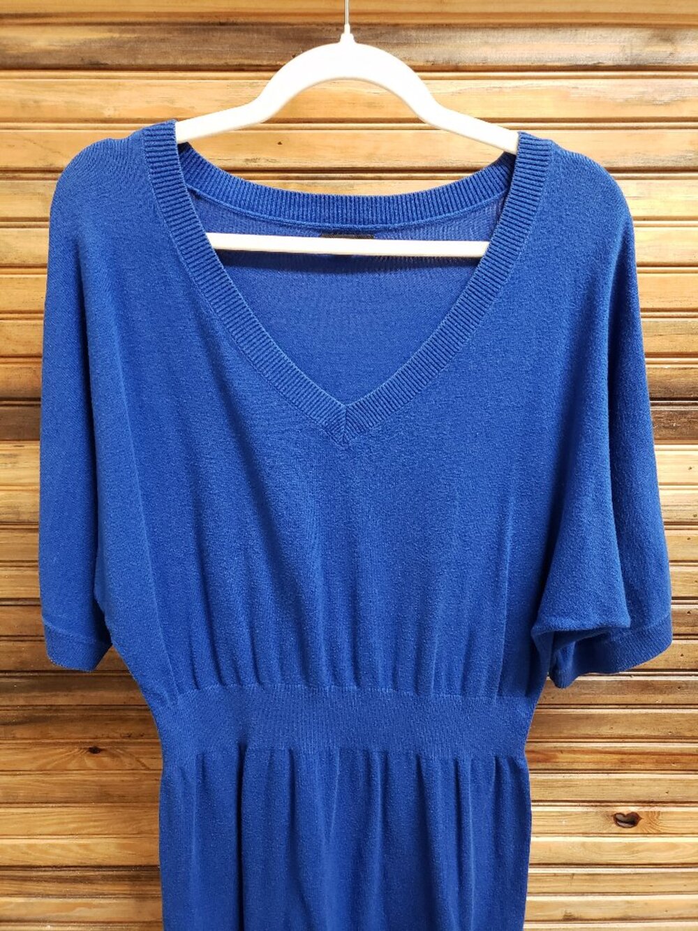 Express Cobalt Royal Blue V-Neck Tunic Top Mini Dress Size Large